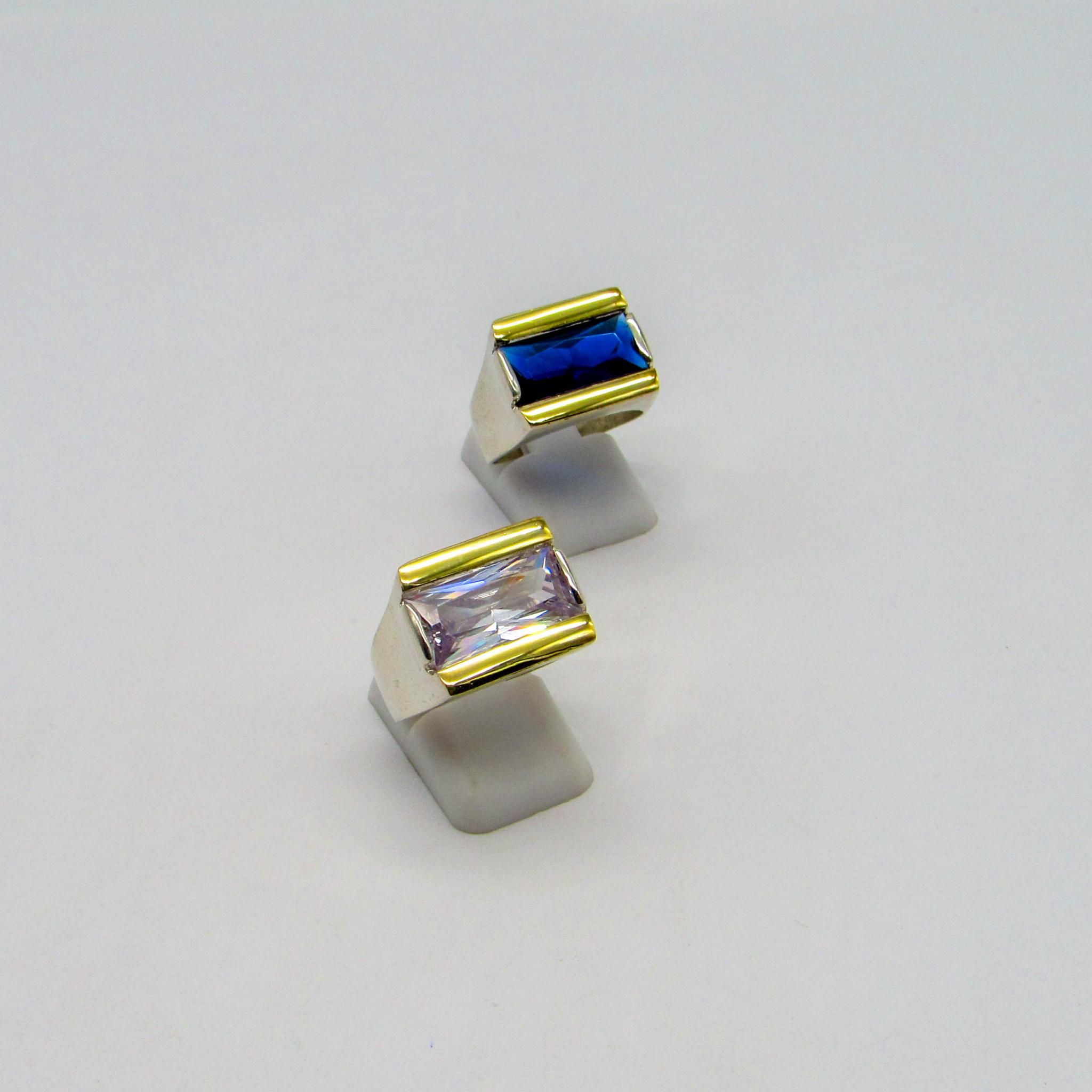 ANILLO PIEDRA /PLATA Y ORO